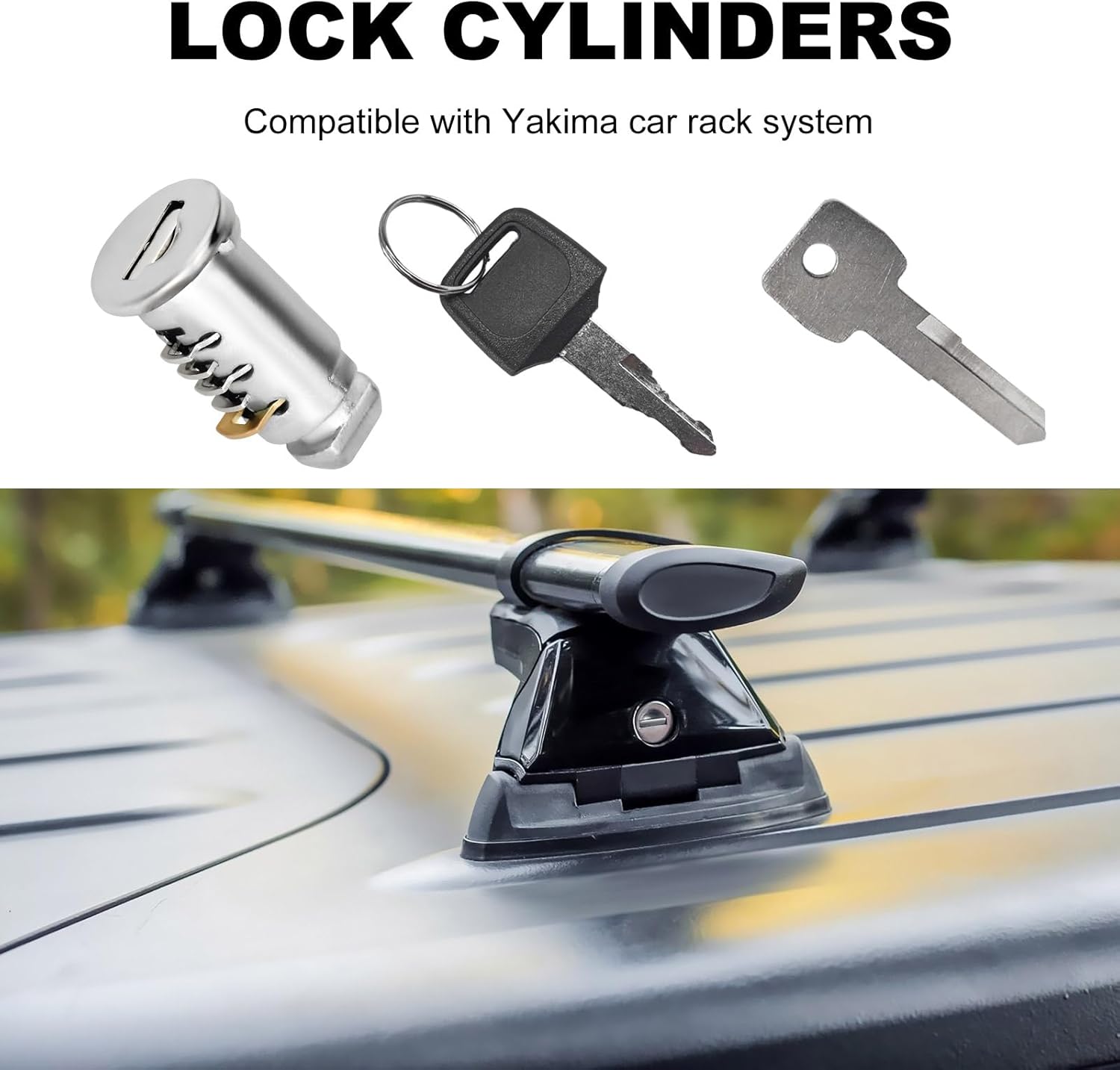 2 PCS Lock Cores, Car Roof Rack System Components Lock Cylinder with Key, Lock Cores Compatible with Bike Rack Lock, Roof Cargo, Towers, ﻿Replacement Parts Car Accessories
