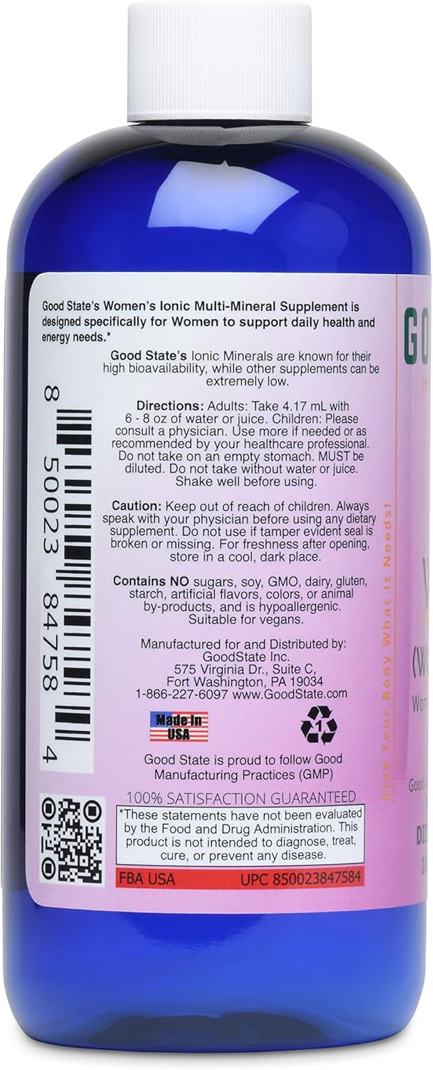 Good State Ionic Woman | Women's Liquid Ionic Multi Mineral | Vegan | Dietary Supplement | 15 Different Minerals (16 oz.)