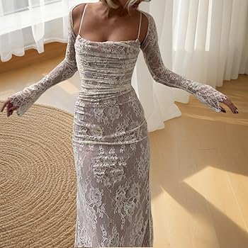 Shawl Drawstring Lace Corset Maxi Dress, Shawl Drawstring Lace Maxi Dress 2  Piece Shawl Backless Long Sleeve Dress, Whtie, Medium : Amazon.ca:  Clothing, Shoes & Accessories