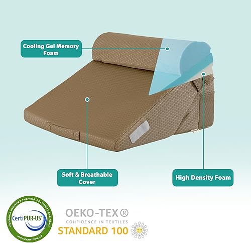 Miniatura 5 de Bedluxe Juego de 3 almohadas ortopédicas de cuña para cama, almohada de cuña de espuma poscirugía para espalda, piernas y rodillas, almohada