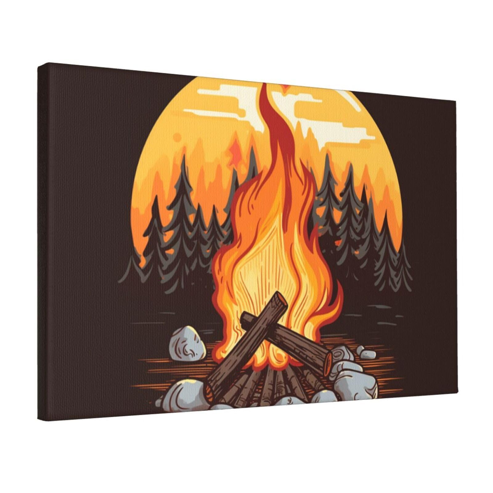 Canvas Wall Art for Living Room Wall Decor 12"x18" Modern Artwork Painting Pictures Hanging Canvas Prints Bonfire Aesthetic Wall Art for Bedroom Bathroom Office Wallart Decor