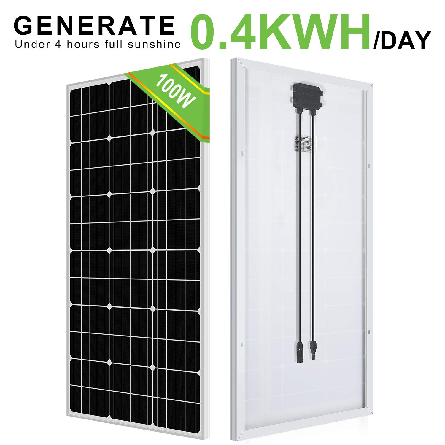 ECOWORTHY 100W 12 Volt Solar Panel Polycrystalline 100 Watt Solar