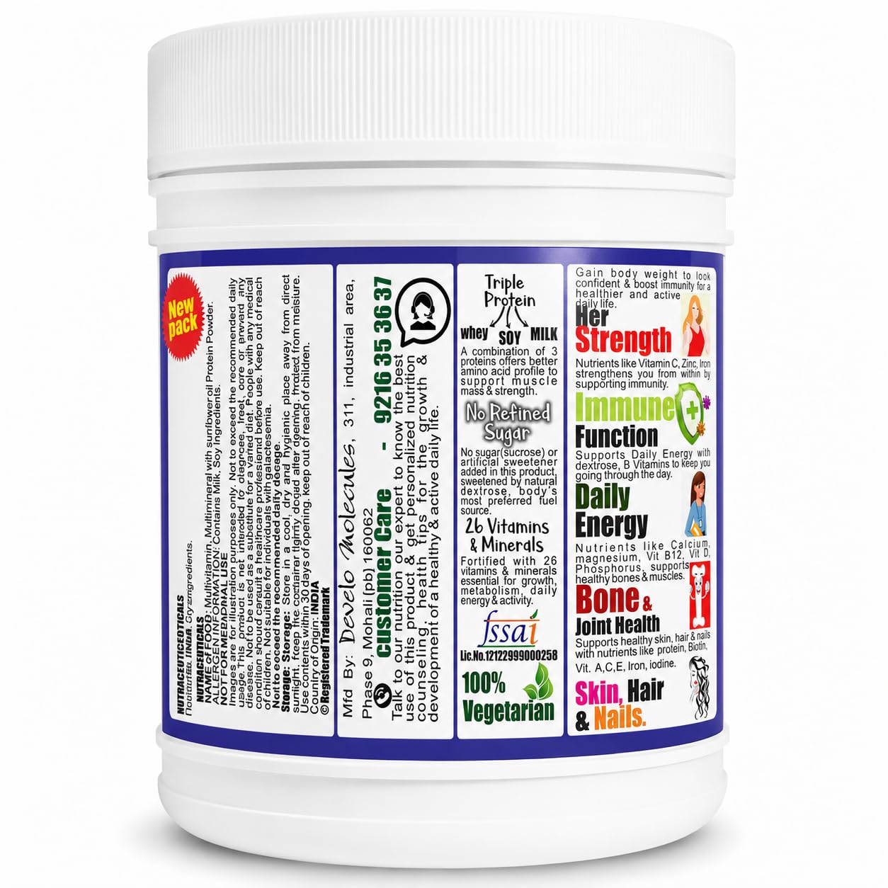 Develo Weight Mass Gainer Protein Shake for Fast Gain in women girls,Nutrition Food Supplement,with Natural Fat Energy 27 Vitamins & Minerals - 500 grams Powder Kesar Badam Flavour — Amazon image 2