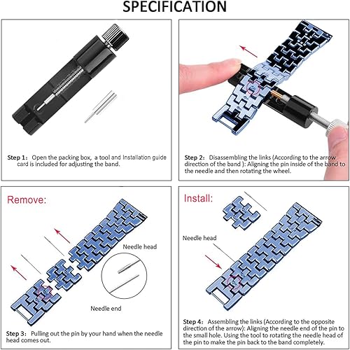 Vista 188 de Correas compatibles con Samsung Galaxy Watch FE / 5/4 de 1.575 pulgadas, correa de metal con diamantes de imitación brillantes de 0.787 pulgadas