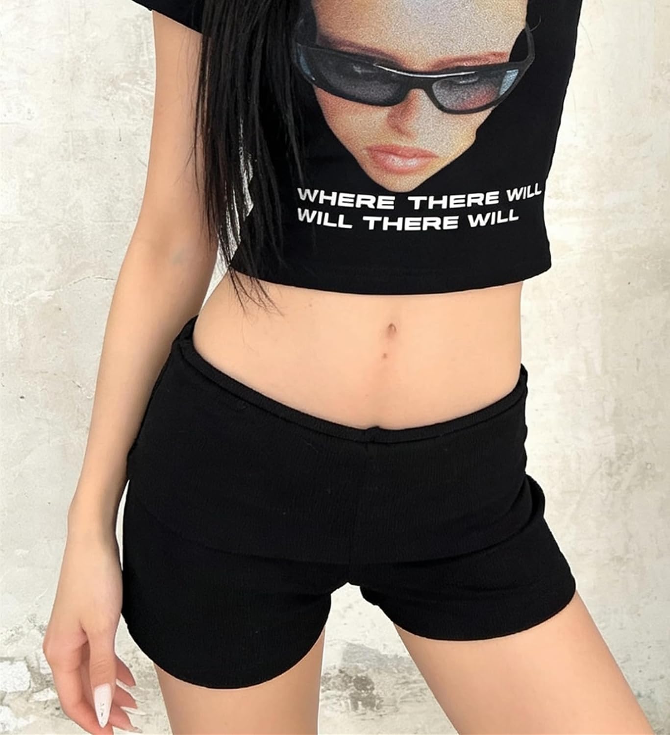 Fold Over Micro Mini Shorts Y2k Grunge Goth Punk Slim Fit Sexy Lounge Pajama Bottoms (US0-US14)