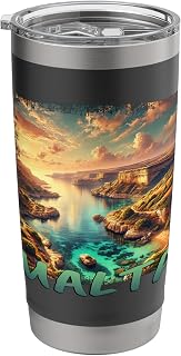 Malta Scenic Landscape Mediterranean Travel Art Stainless Steel Insulated Tumbler