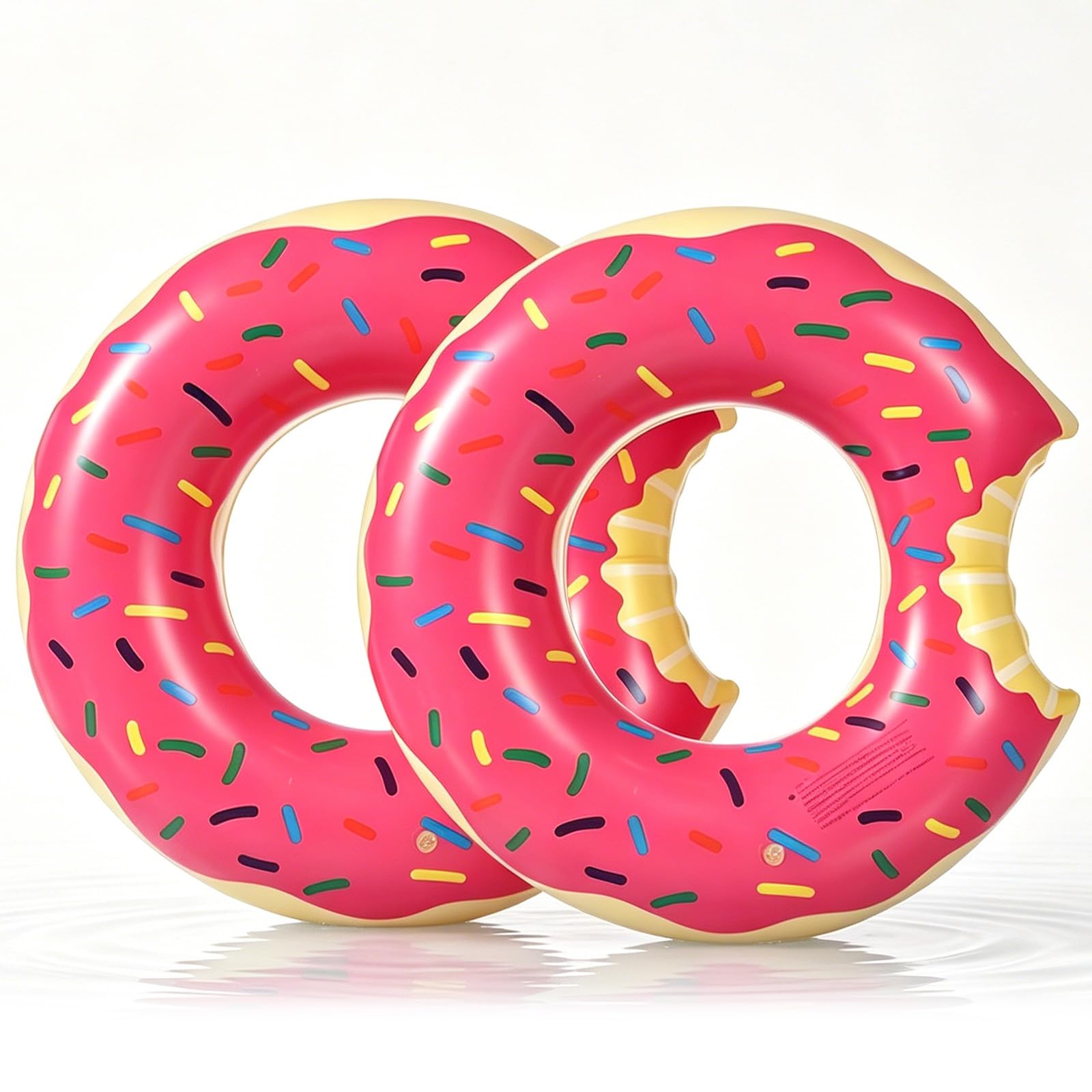 2 Pack Swimming Ring Donut Inflatable Rubber Rings for Adults, 90cm Pink Doughnut Inflatables Pool Ring Donuts Floaties Swim Rings Water Float for Men Women Beach Summer Water Party