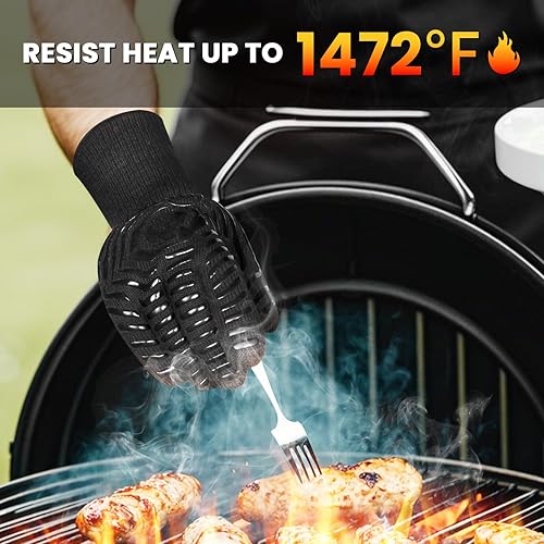 Miniatura 6 de Guantes de barbacoa WHDZ resistentes al calor para asar al horno 1472 duraderos resistentes al fuego de grado alimenticio para cocinar, hornear,