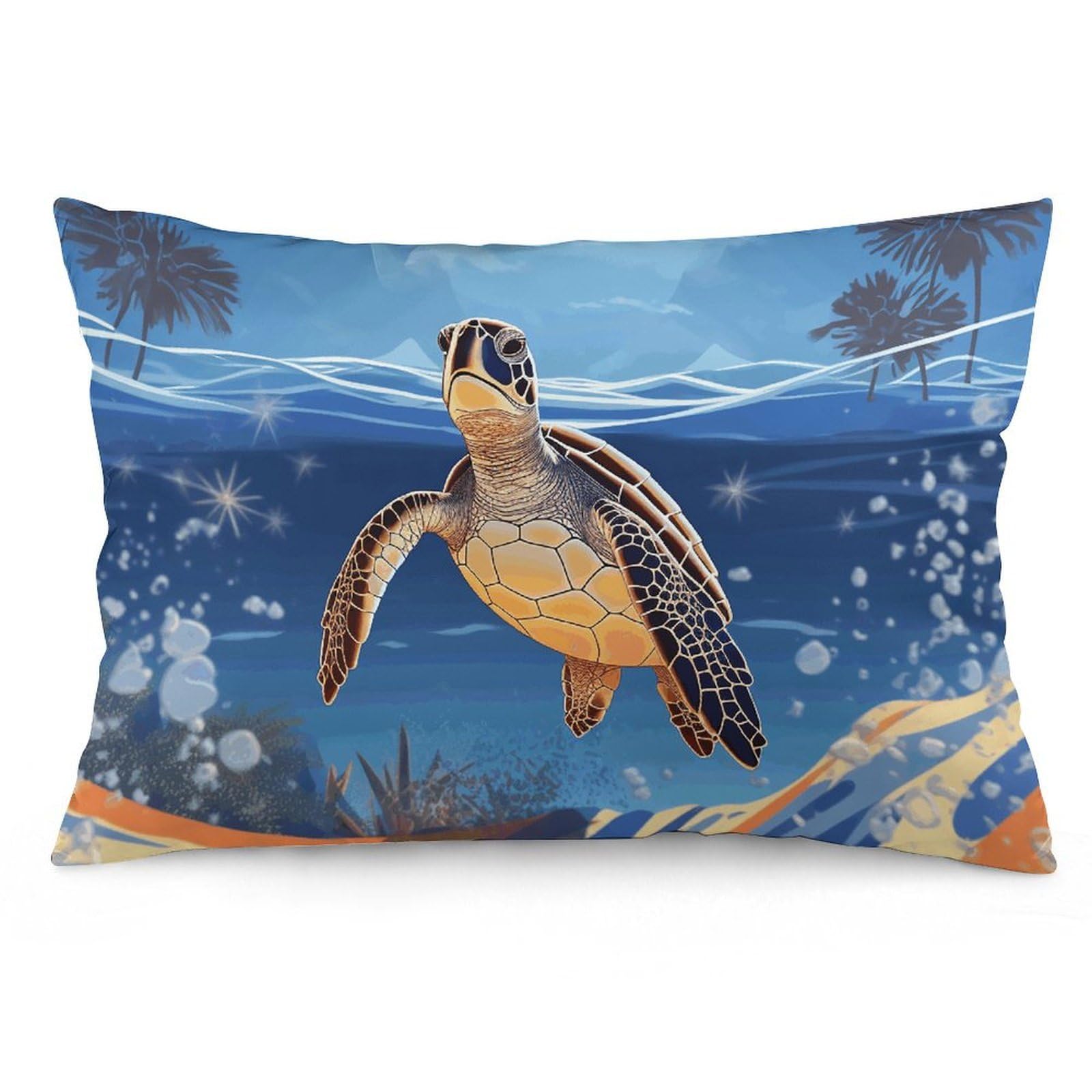 NTVOWPZO 2 Pack Decoration Throw Pillow Covers 16 "x24 Pillowcases Covers Turtle on The Beach Pillowcases Modern Farmhouse Home Decor Sofa Cushions Covers for Couch Bed Living Room