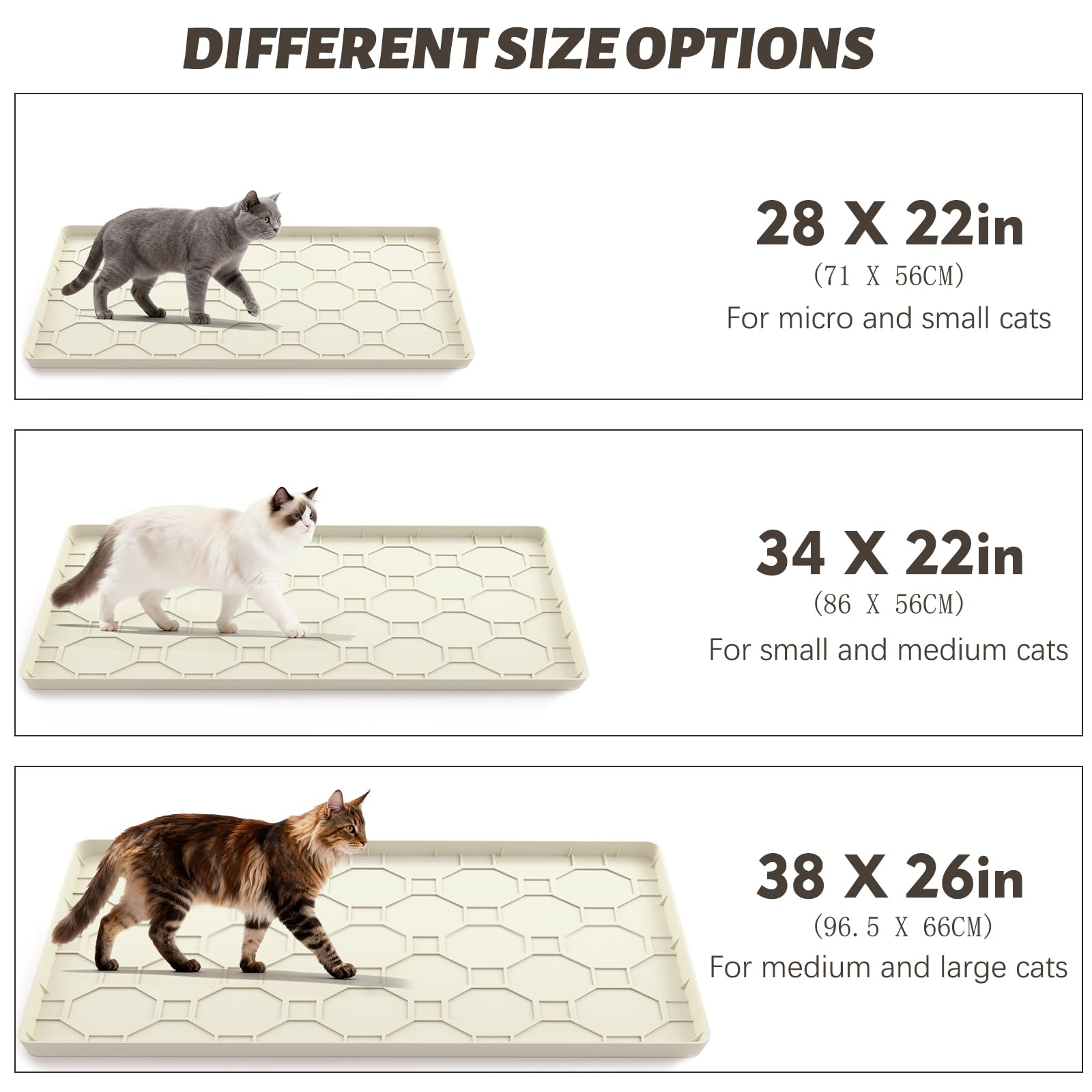 Tappetino per lettiera per gatti 86 x 56 cm, grande tappetino in silicone per trattenere la lettiera e controllarne la dispersione, impermeabile e facile da pulire