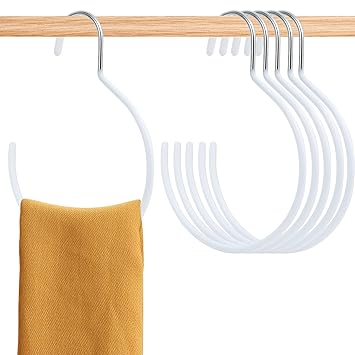 Aemygo 15 Pack Scarf Ring Hangers, Non-Snag Belt Hanger for Closet, Non-Slip Closet Organizer Accessory Holders for Ties Scarves Belts and Jewelry Scarves Belts Tank Tops Pashminas (White)