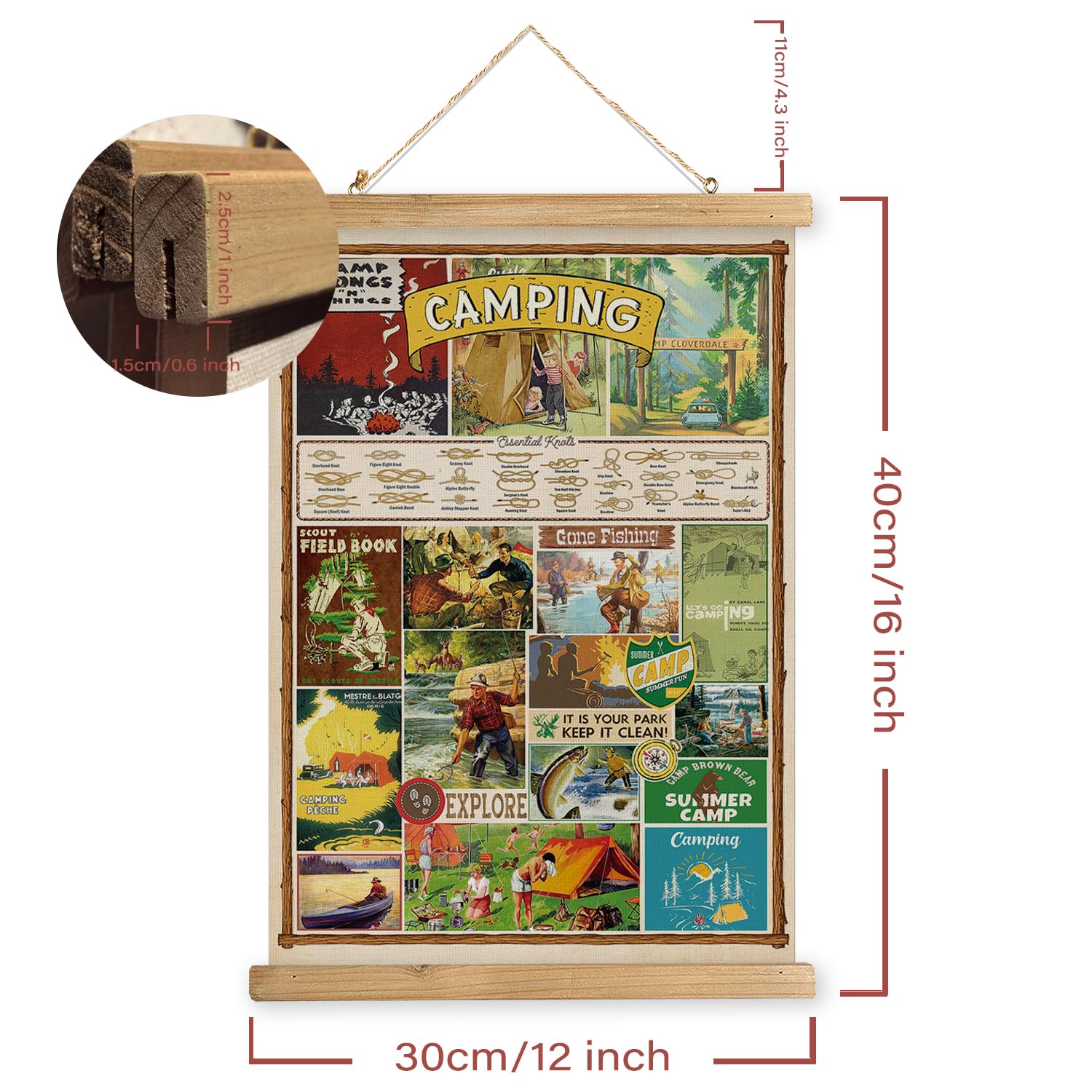 Amazon.com: MIDEFINCH Vintage Camping Poster with Wooden Frame