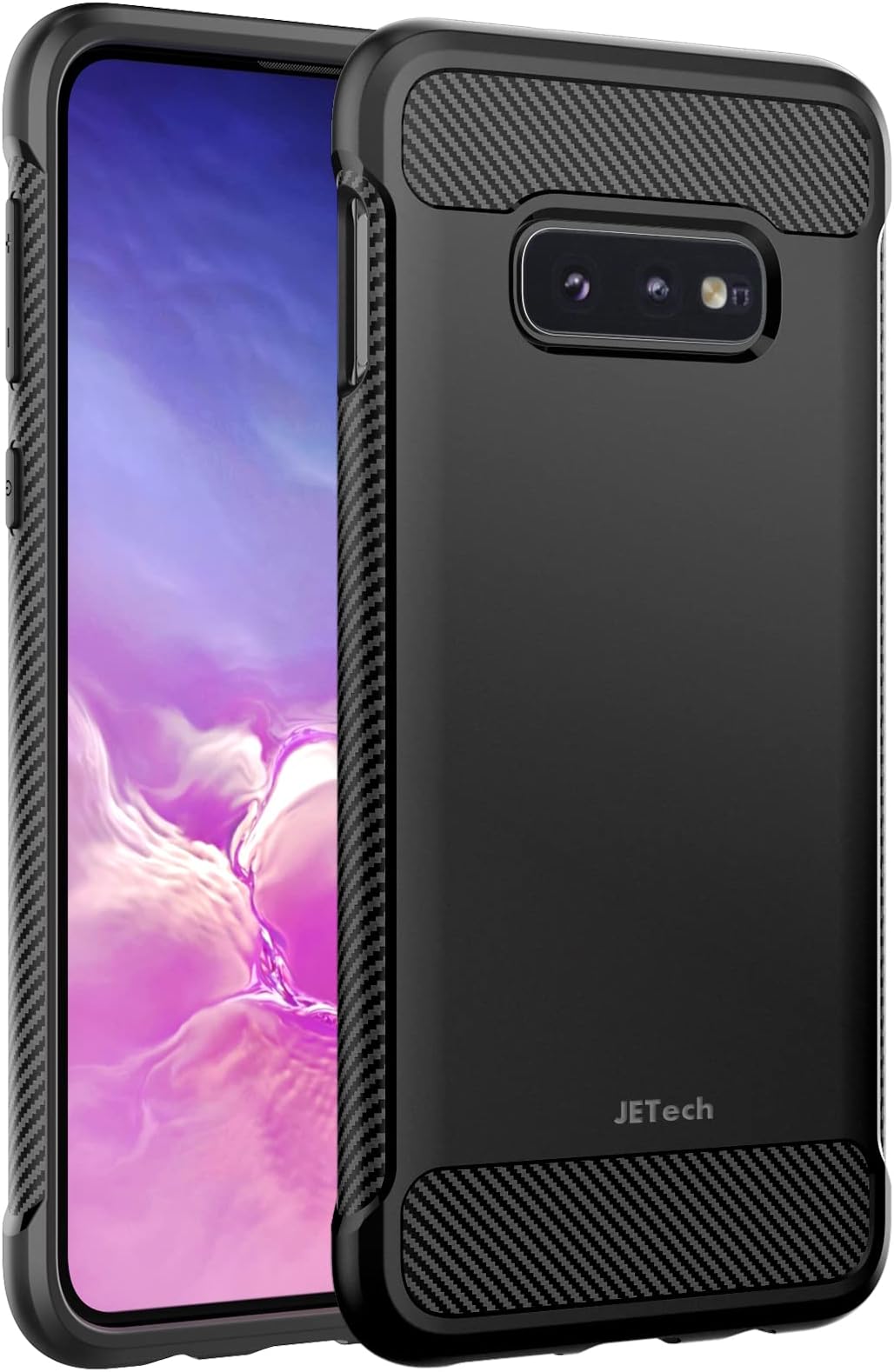 JETech Slim Fit Case for Samsung Galaxy S10e, Thin Phone Cover with Shock-Absorption and Carbon Fiber Design (Black)
