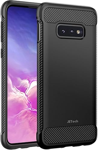 JETech Funda delgada para Samsung Galaxy S10e, funda delgada para teléfono con absorción de golpes y diseño de fibra de carbono (negro)