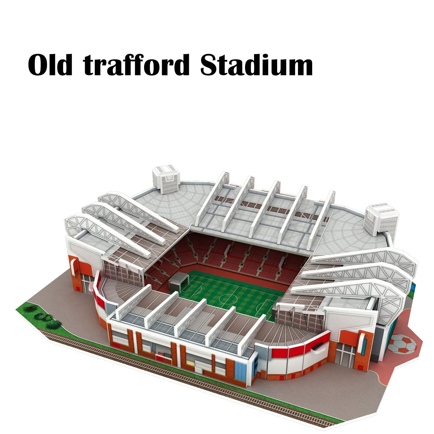 Georgie Porgy Stadion piłkarski 3D, puzzle, model klocków, zestaw klocków dla dzieci, prezenty urodzinowe (Old Trafford Stadion 46 sztuk)