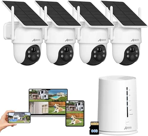 ANRAN Solar Security Cameras Wireless Outdoor, 4MP FHD Home Security