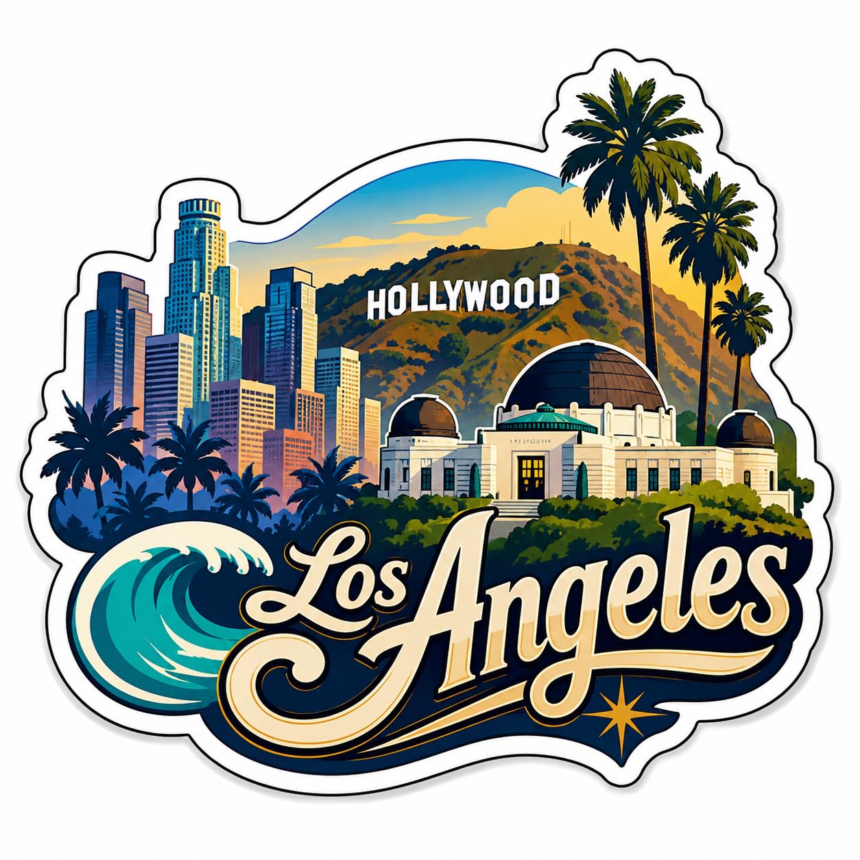 Los Angeles Theme Wooden Fridge Magnet Souvenir | 3x3 in Kitchen Home Decor Gift-image-12