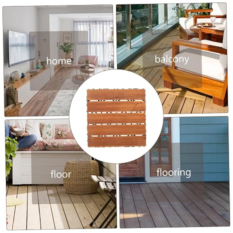 Brown Interlocking Wood Plastic Deck Tile for Walkways