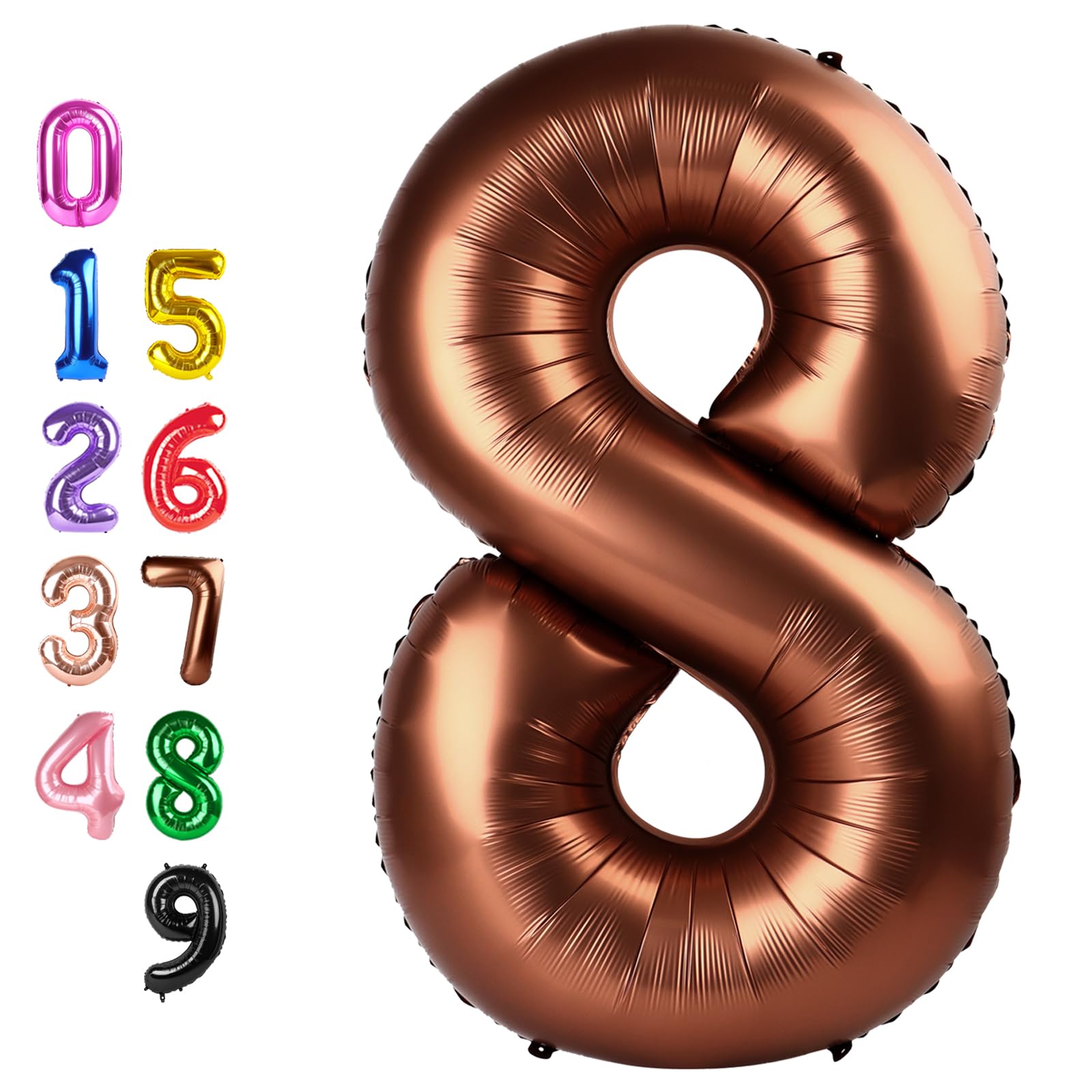 Number Balloons 8 Balloon 40 inch Brown for 8th Birthday Party Decorations