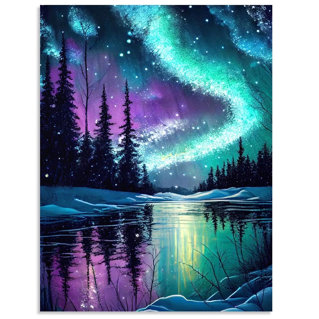 Stamped Cross Stitch Kits for Adults - Aurora Night Landscape Embroidery Kits for Beginners Adults,11 CT Patterns Dimensions Counted Cross Stitch Kits for Adults Arts Craft 12x16 inch