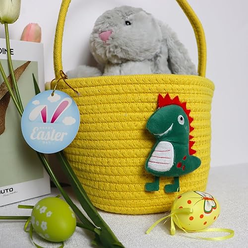 Miniatura 29 de Cesta de Pascua, cestas de Pascua para niños, cesta de Pascua para bebés con asa, cesta de huevos de conejo vacía, cestas de Pascua para niños