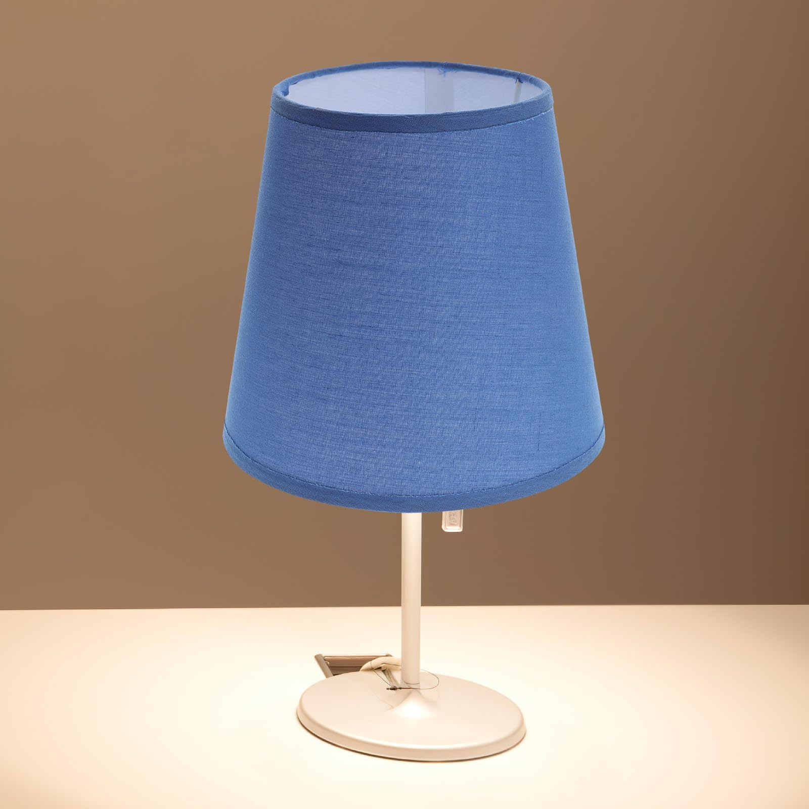 Paralume per Lampada da Tavolo e Sospensione E27 di Lino Azzurro Copertura Leggera a Forma Cilindrica per Soggiorno Camera da Letto e Ufficio Design Moderno e Luce Morbida
