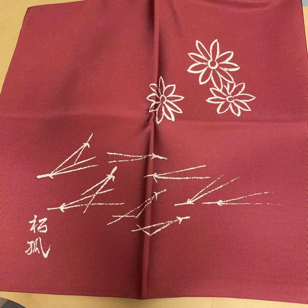 茶道用帛紗 赤色 花柄 専用箱付き