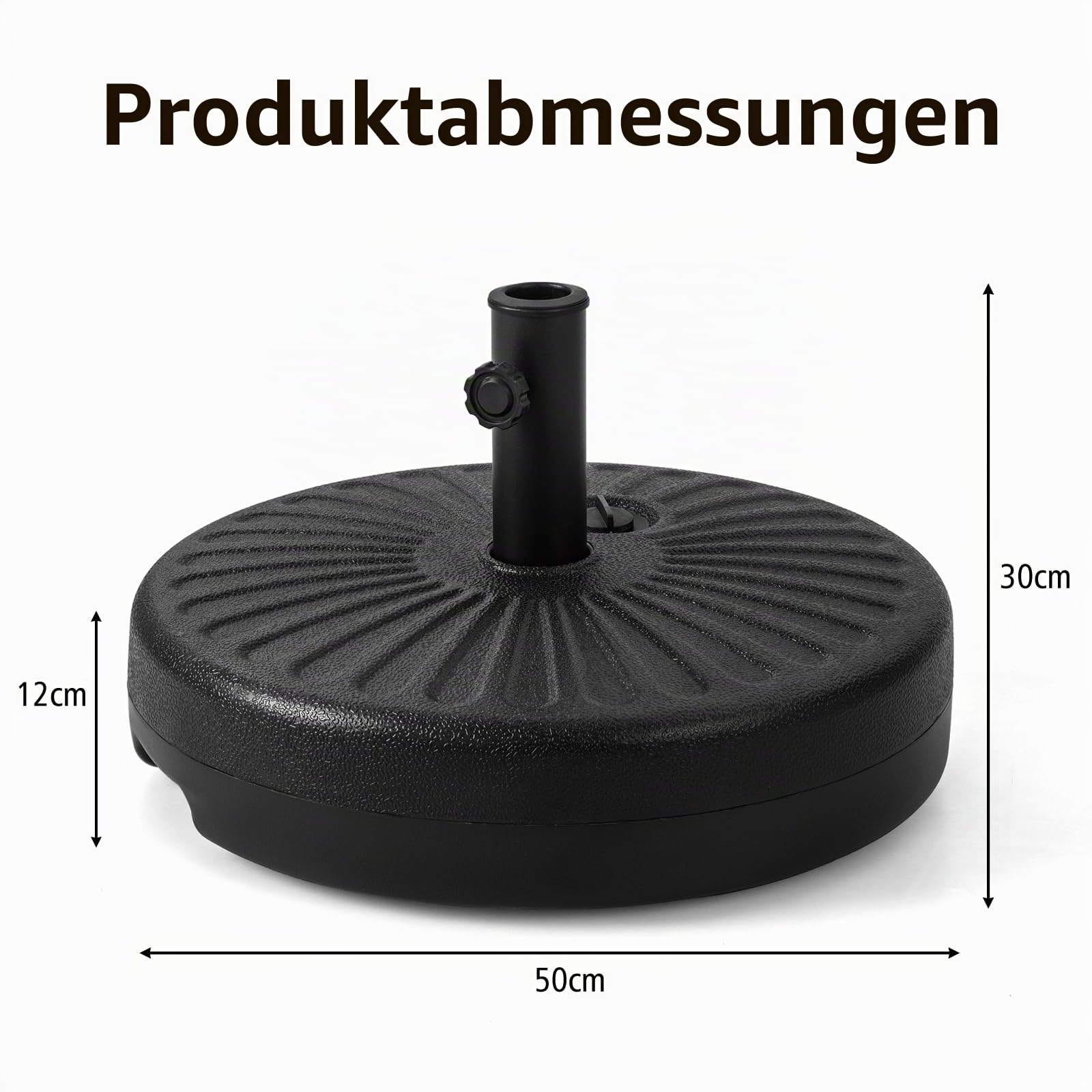 KOMFOTTEU Sonnenschirmständer befüllbar mit Wasser oder Sand, Schirmständer für Schirmstöcke von 38/48 mm, Sonnenschirmfuß mit Griff, Marktschirmständer für Garten, Terrasse, Strand (Modell 2)