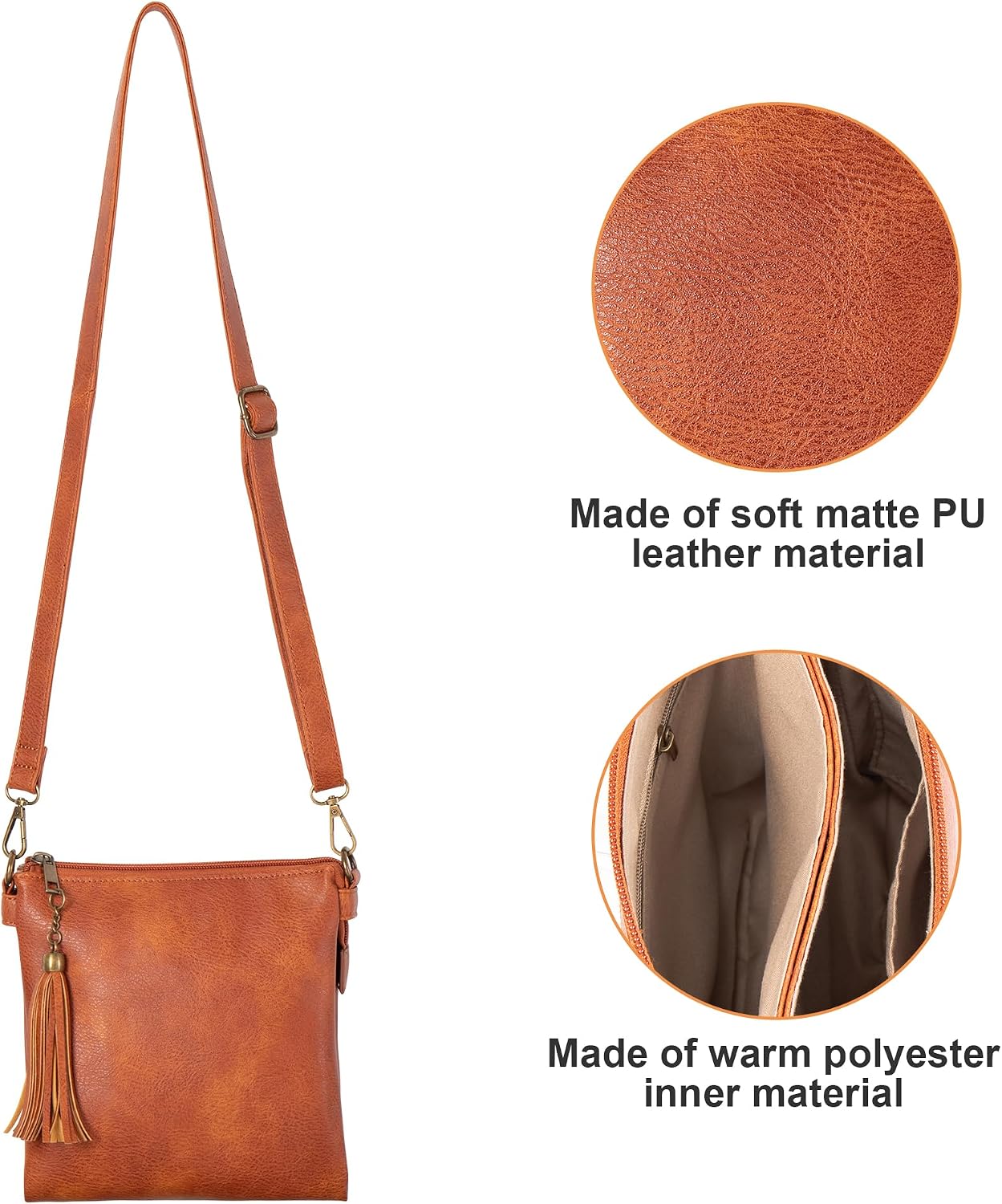 seOSTO Vegan Leather Crossbody Purse for Women, Medium Sling Bag for Everyday Use | Adjustable Strap, Multi-Compartment