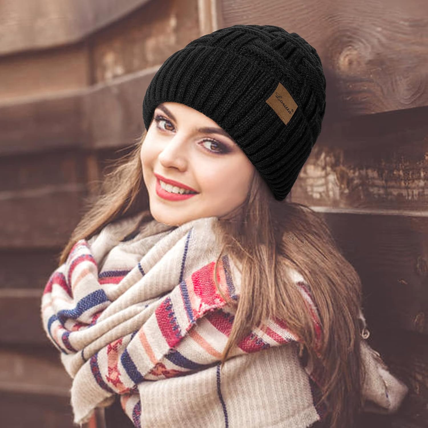 Loritta 3-Pieces Winter Hat Neck Warmer Touchscreen Gloves Set Knit Thick Scarf Beanie Hats Scarves Set Gifts for Women - Image 6