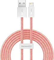 Cabo Baseus Dynamic Lightning 2.4A 2m - Carregamento Rápido, Transferência 480Mbps, Compatível com iPhone até 14, Trança Nylon Reforçada (Vermelho)