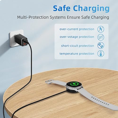 Miniatura 6 de Paquete de 2 cables de carga USB tipo C Galaxy Watch compatibles con Samsung Galaxy Watch 876 Classic65 Pro544 Classic3Active 2Active, base de carga