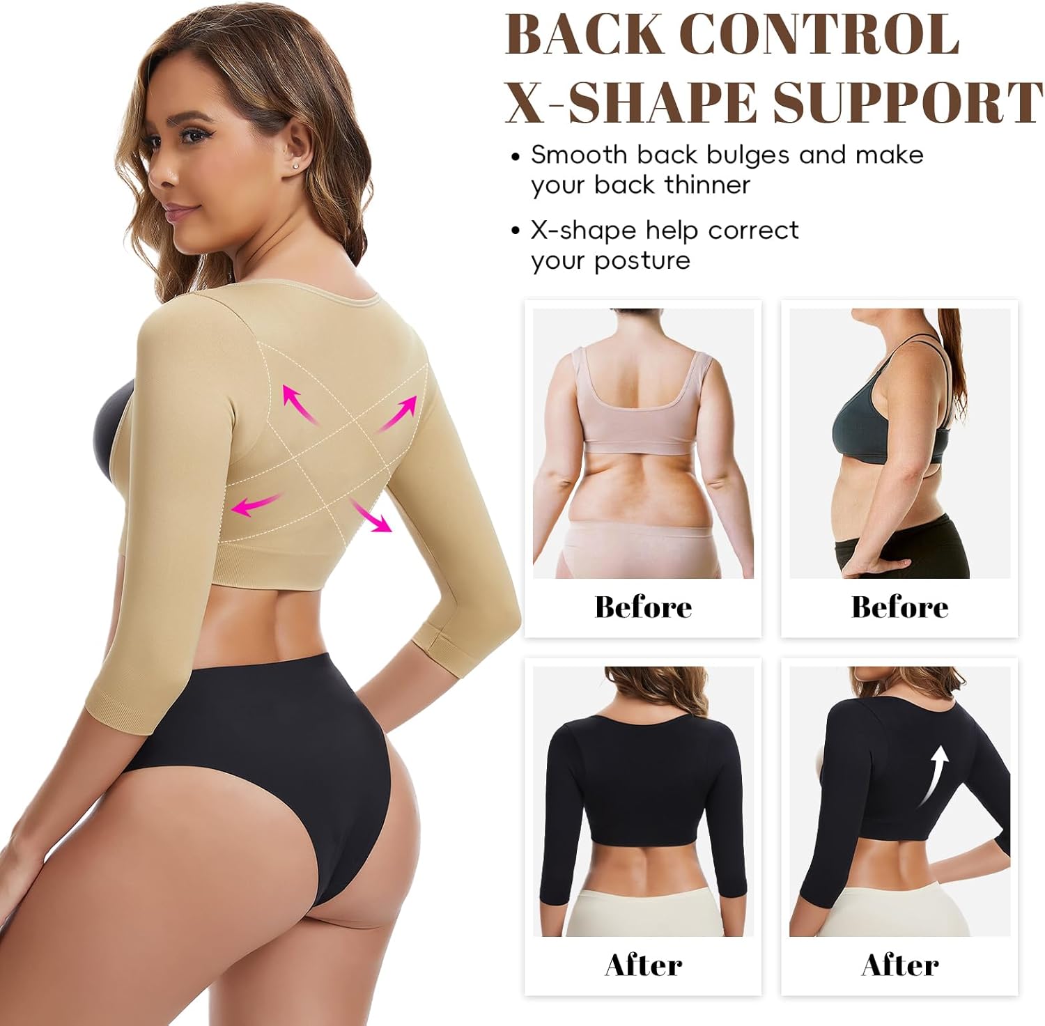 JOYSHAPER Arm Shaper for Women Compression Sleeves Upper Flabby Arm Slimmer Posture Corrector Post Surgery Shapewear Top - Image 4