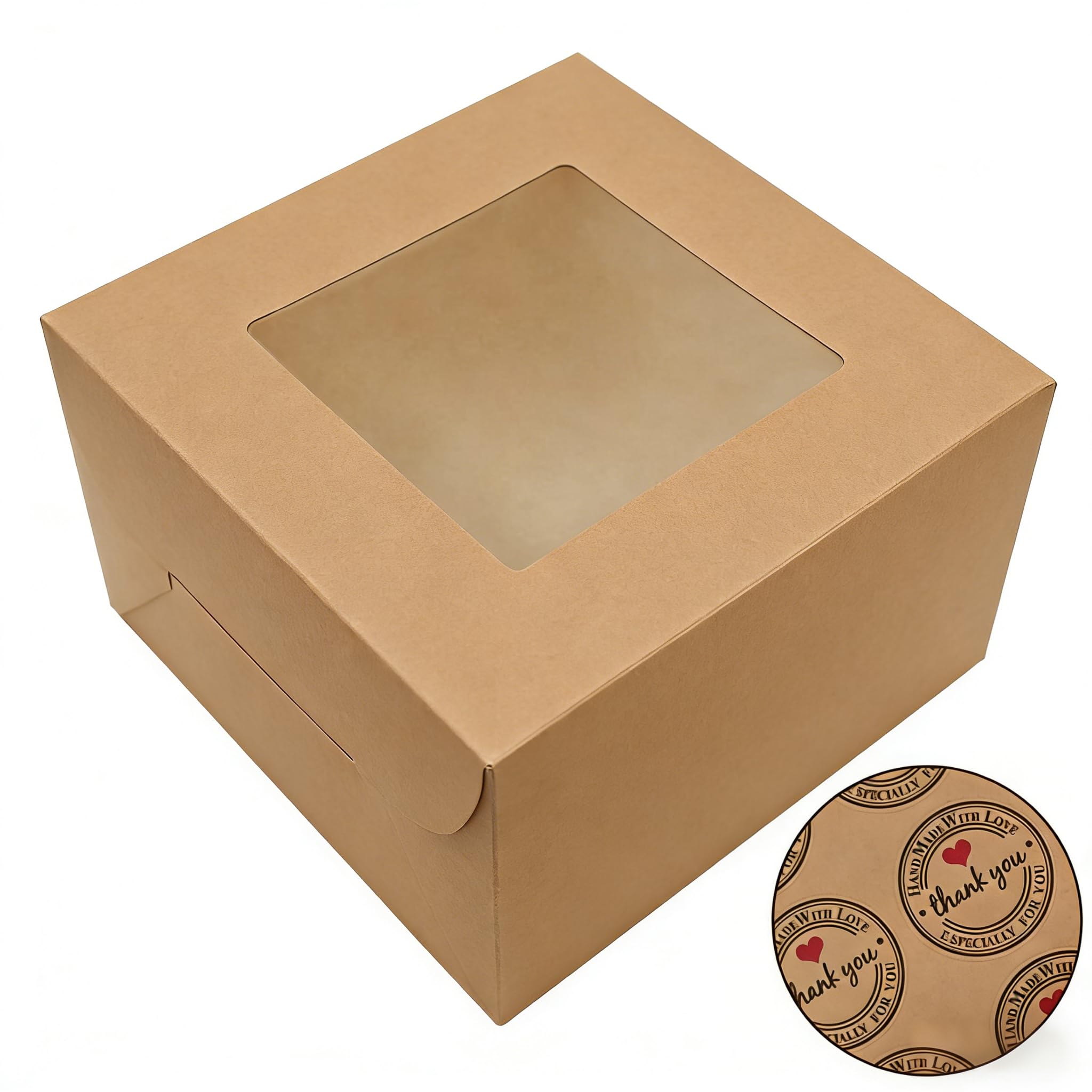 SmilerSmile 24 cajas cuadradas para tartas de 25.4 x 25.4 x 12.7 cm, cajas de pastelería con ventana para pasteles, pasteles, chocolates, galletas, pasteles, fiesta de cumpleaños, boda/10 pulgadas