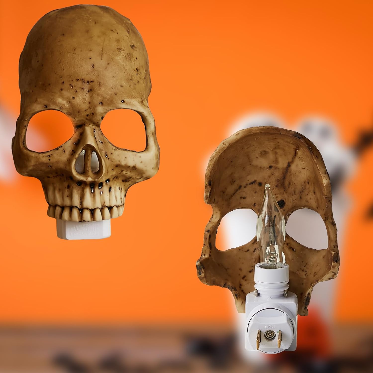 Skull Night Light, 2026 New Skeleton Night Light, Halloween Horrible Light Decoration for Halloween Party and Home Decor (Grey)