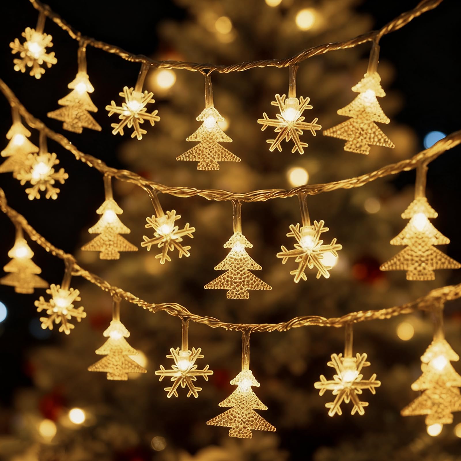 Fachoi Snowflake Tree Snowflake Fairy Lights, Christmas Tree String Lights Led Battery Powered String Lights For Christmas Wedding Birthday Indoor Outdoor Decorations F4-Sdcd (Snowflake Tree)