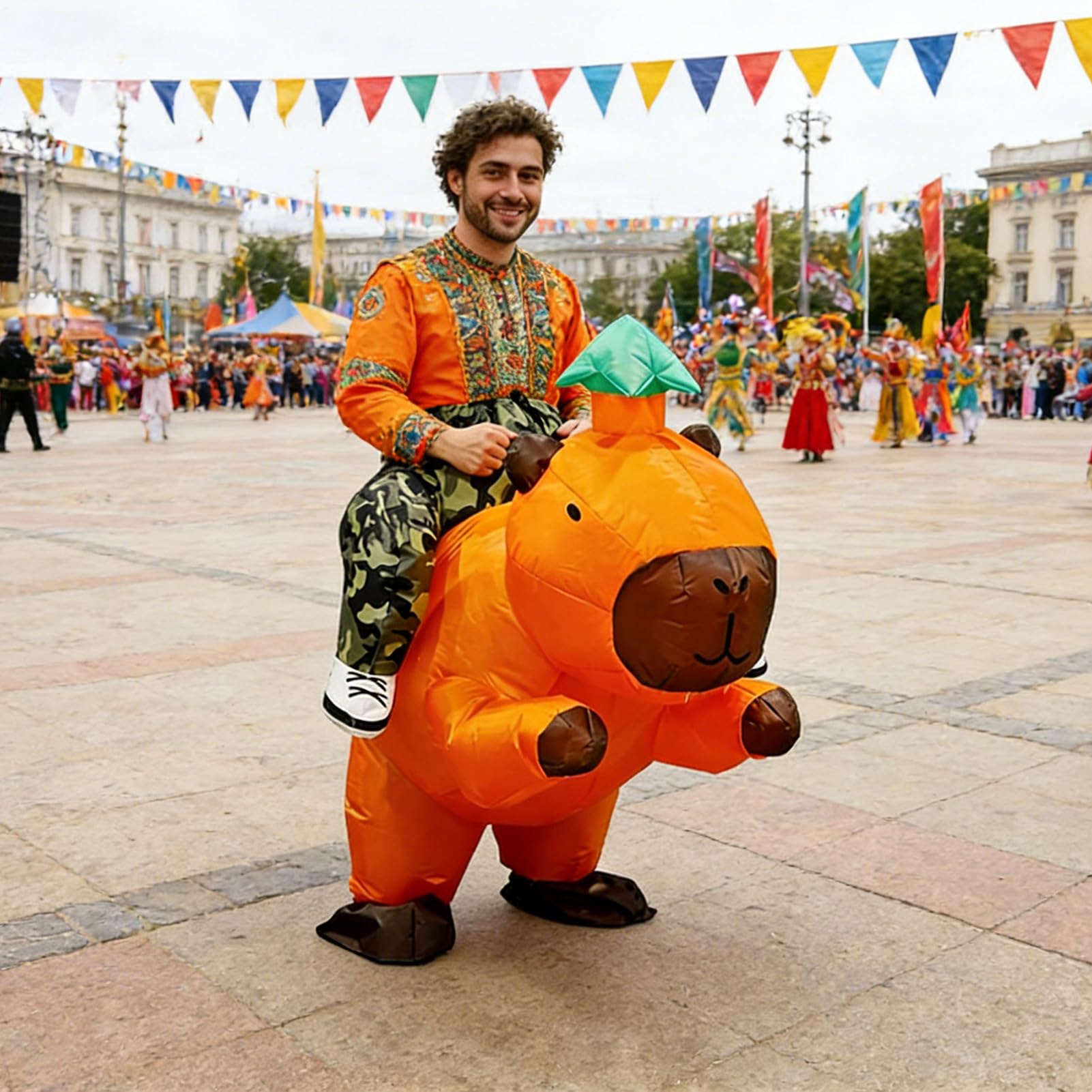 Nadmuchiwany Kostium Jazdy Na Kapibarze Zwierzęcy Strój Cosplay Do | Stroj Kapibary Zwierzęcy Do Animacji Na Halloween Karnawał Urodziny Imprezy Tematyczne Spotkania Ze
