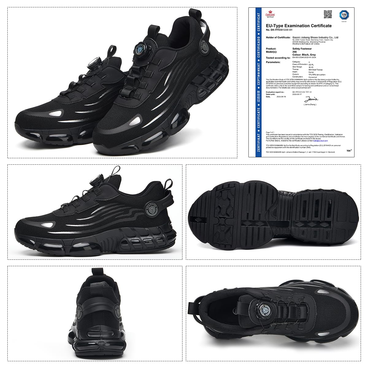 Arbeitsschuhe Sicherheitsschuhe Herren Damen Leicht Stahlkappenschuhe mit Stahlkappe Sportlich Atmungsaktiv Schnellverschluss Safety Shoes 38-46 EU