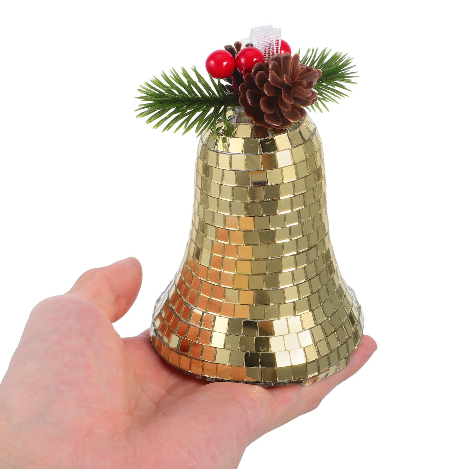 Toyvian 5 Piezas Adorno de Campana de Cristal Reflectante Dorado para Árbol