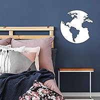 Vista 2 de Vinyl Wall Art Decal - World - 22.5" x 22" - Modern Inspirational Educational Map Shape Quote Sticker for Bedroom Home School Kids Room Work Office