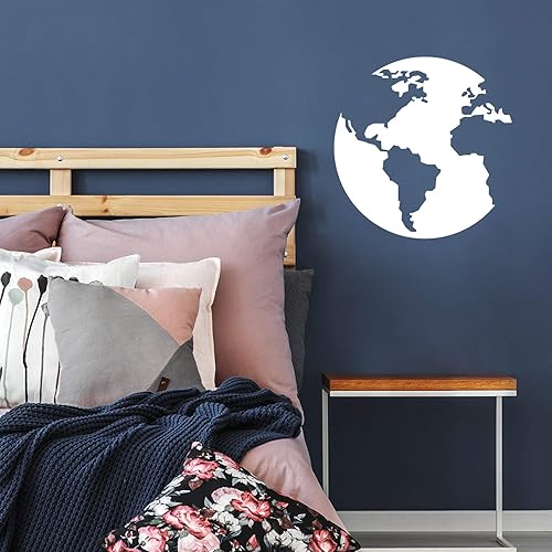 Miniatura 2 de Calcomanía de vinilo para pared, diseño del mundo, 22.5 x 22 pulgadas, diseño moderno inspirador educativo con forma de mapa para dormitorio, hogar,