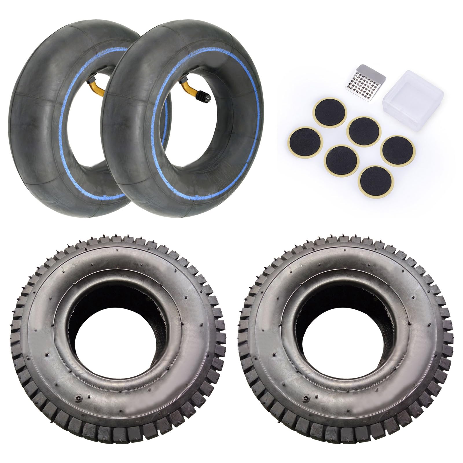 Carkio9x3.50-4 9"x3-1/2" Inch Tire and 2.50-4 Inner Tube for Gas Skateboard Scooter Go Kart 49cc 2-stroke Mini ATV Quad Garden Lawn Mower Petrol Electric Scooter Tractor Hand Trucks-2 Set