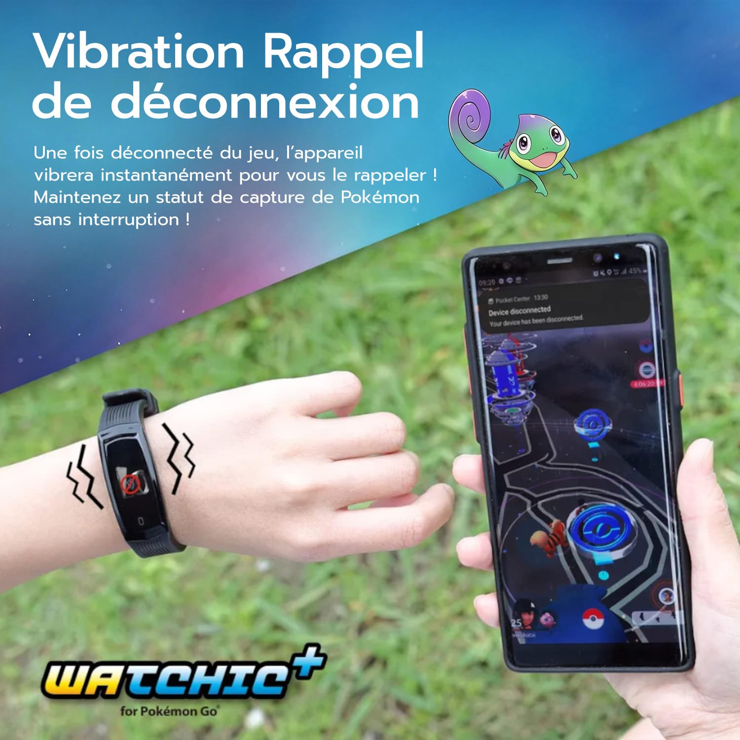 Mcbazel Brook Auto Catch Watchic Plus pour Poke Mon Go, Prise en Charge de la Connexion à Deux appareils/Attrape Automatique/Étanche/Rétroaction de Vibration/Capteur Automatique élégant - Rouge