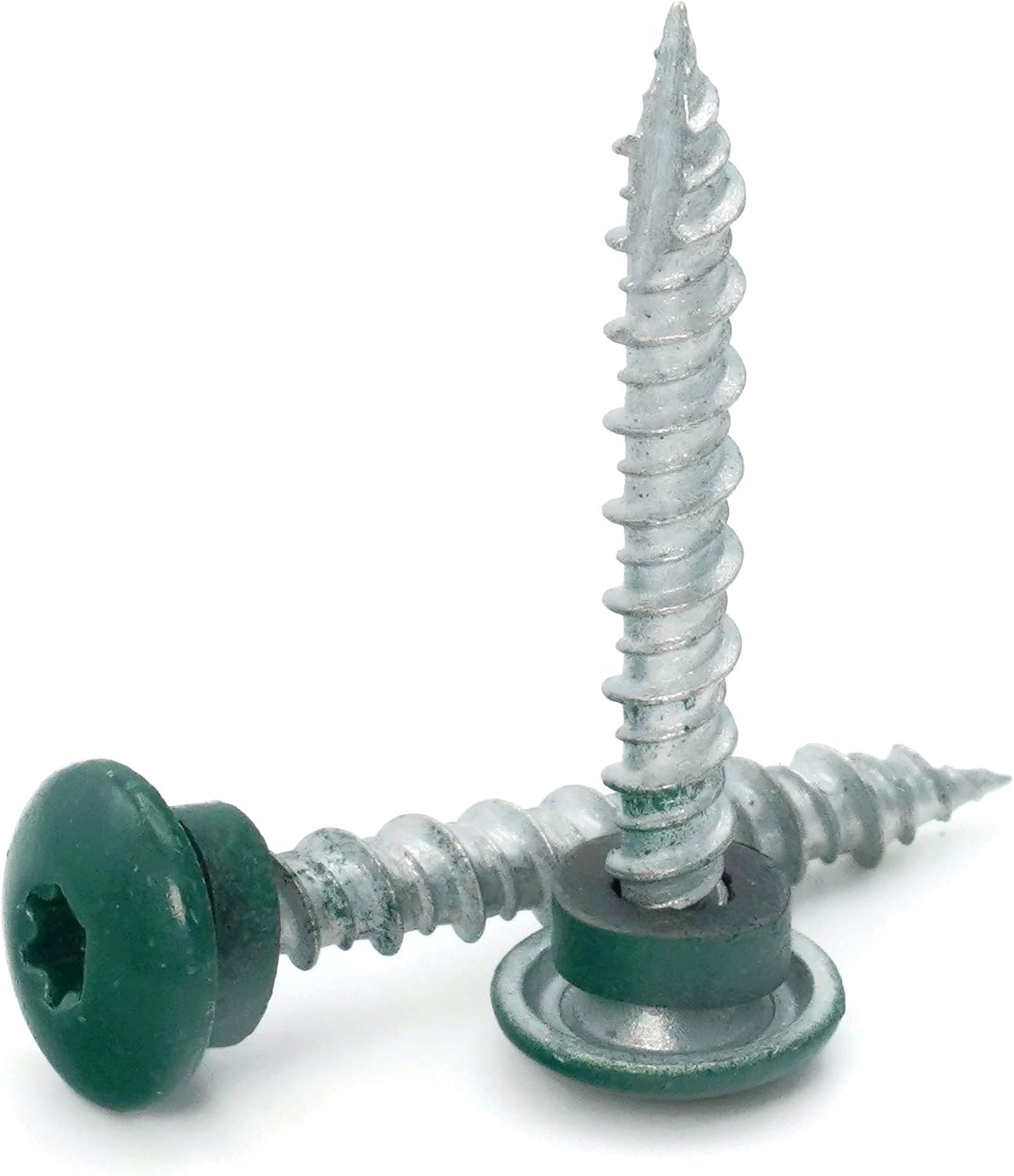 Low Profile Mechanical Galvanized Roofing Screws Forest Green Finish - #10 x 2" Qty 100