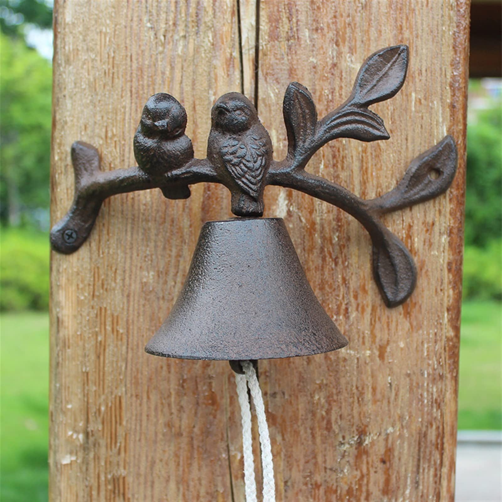 doorbell, Wall Hanging Doorbell Two Birds Leaves Branch Cast Iron Bell Antique Rustic Home