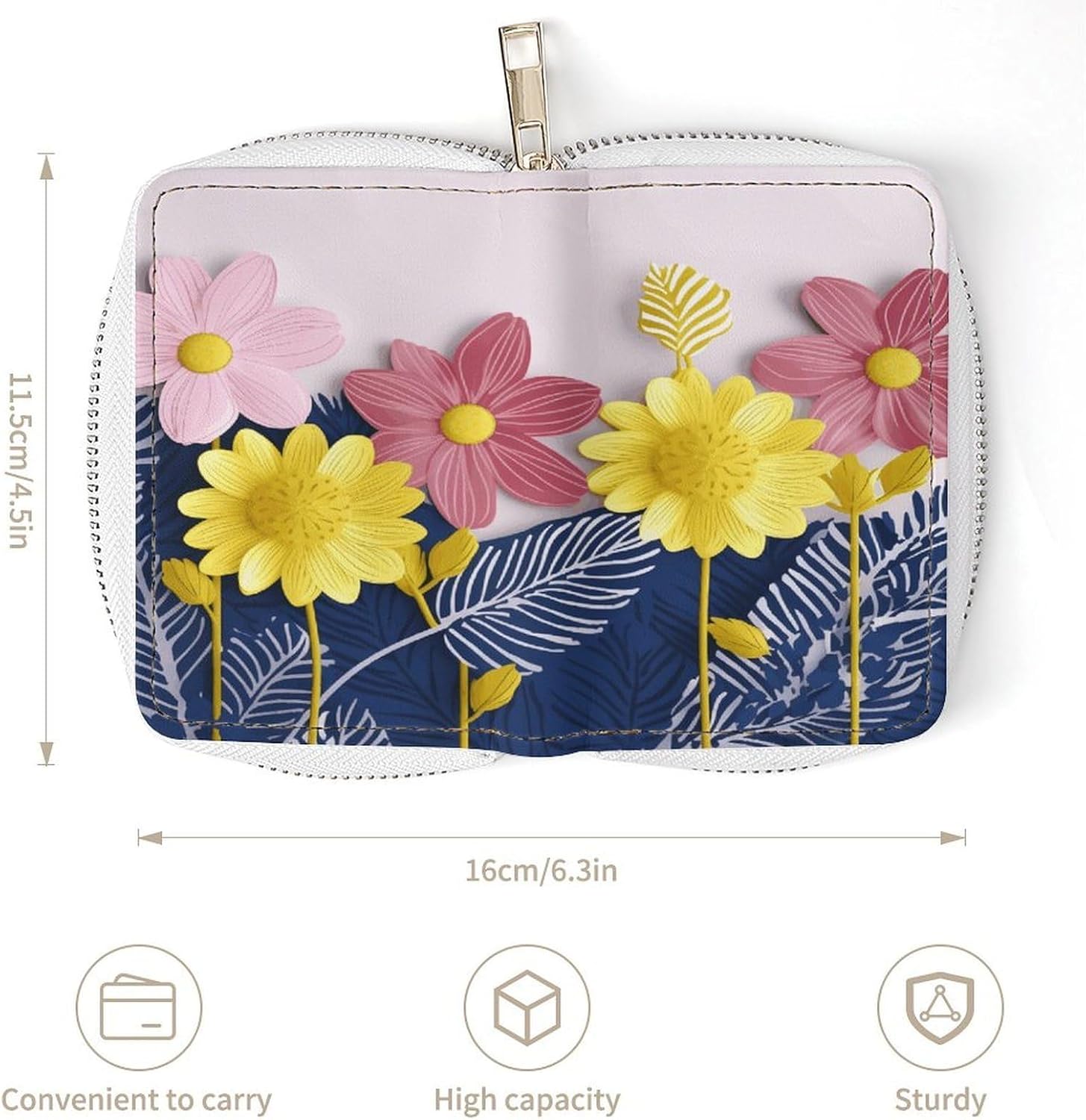 Cute Decorative Flowers Card Holder RFID Blocking,Credit Card Wallet for Women And Men,Card Case Organizer Bag with Zipper