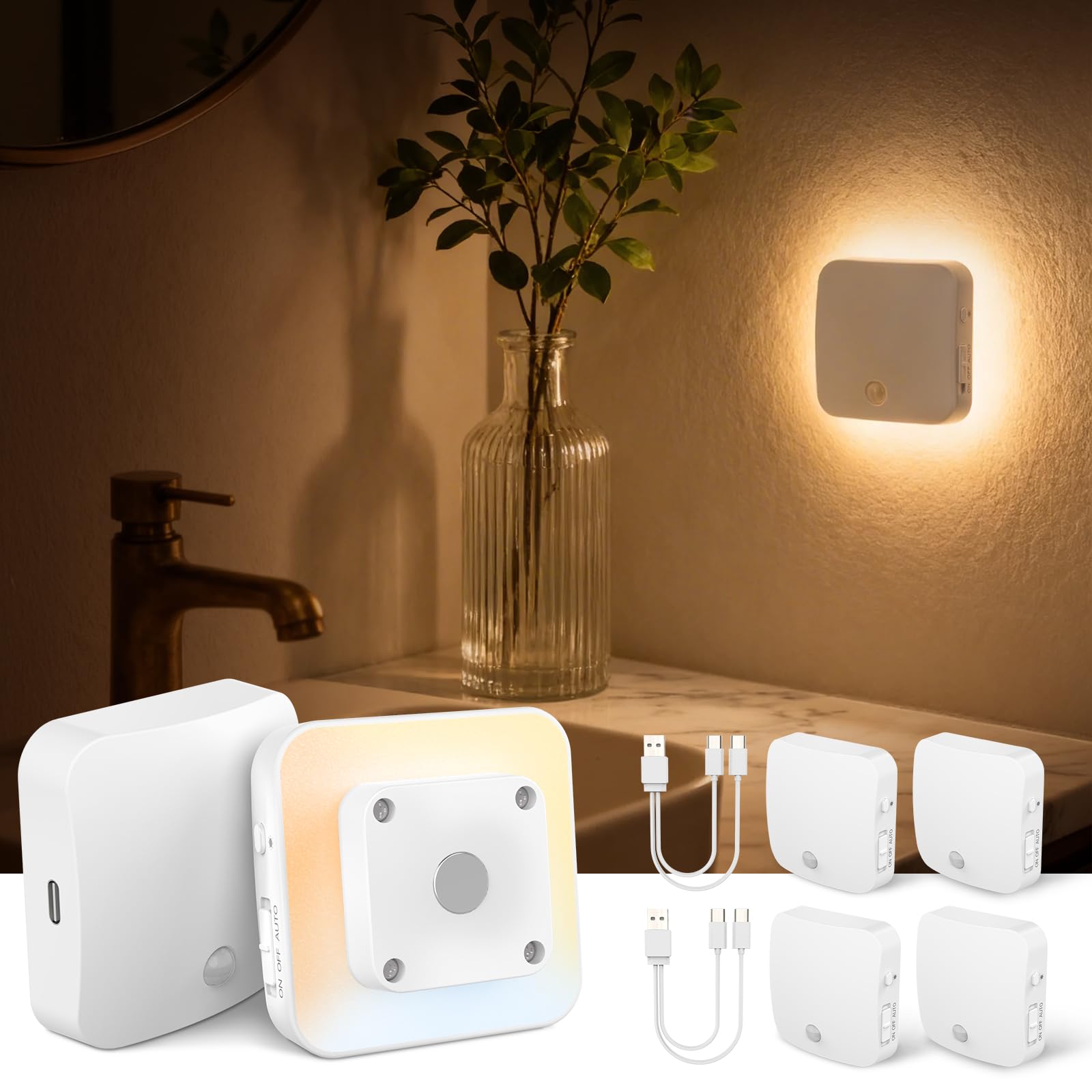 Photo 1 of Rechargeable Night Light Backlit, 3CCT Motion Sensor Light Indoor, 4 Pack