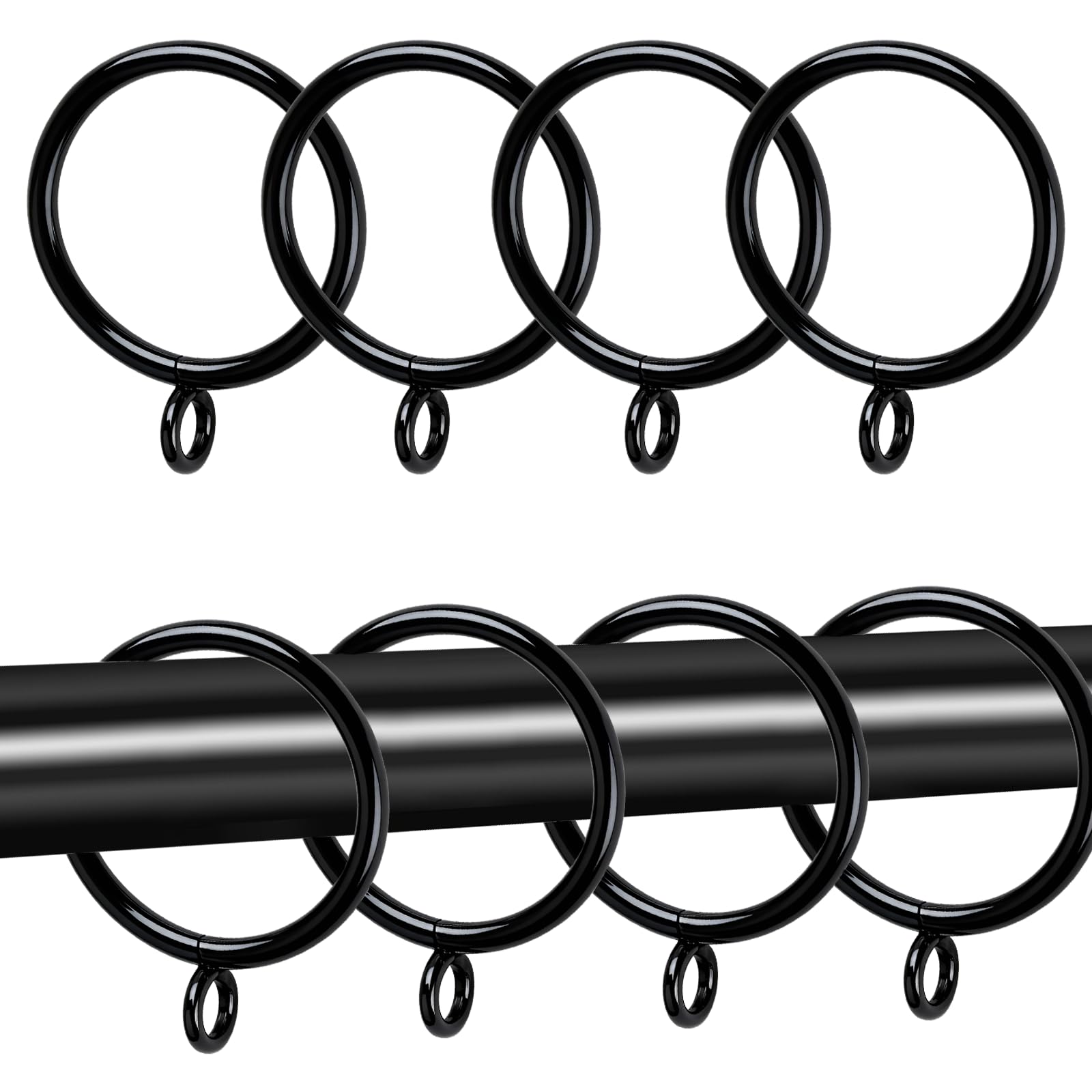 Metal Curtain Ring 38mm Black Curtain Pole Rings Sliding Eyelet Rings Hanging Rings for Curtains and Rods Curtain Eyelet Rings 100 Pack