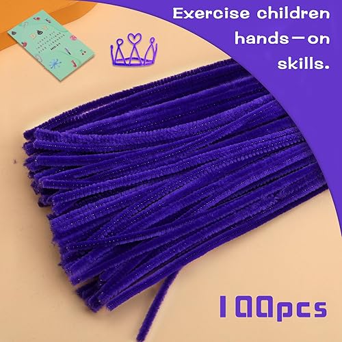 Miniatura 4 de Giwrmu 100 piezas de tallos de felpilla para limpiar pipas azul lago, suministros de manualidades con palos peludos, limpiador de tuberías de