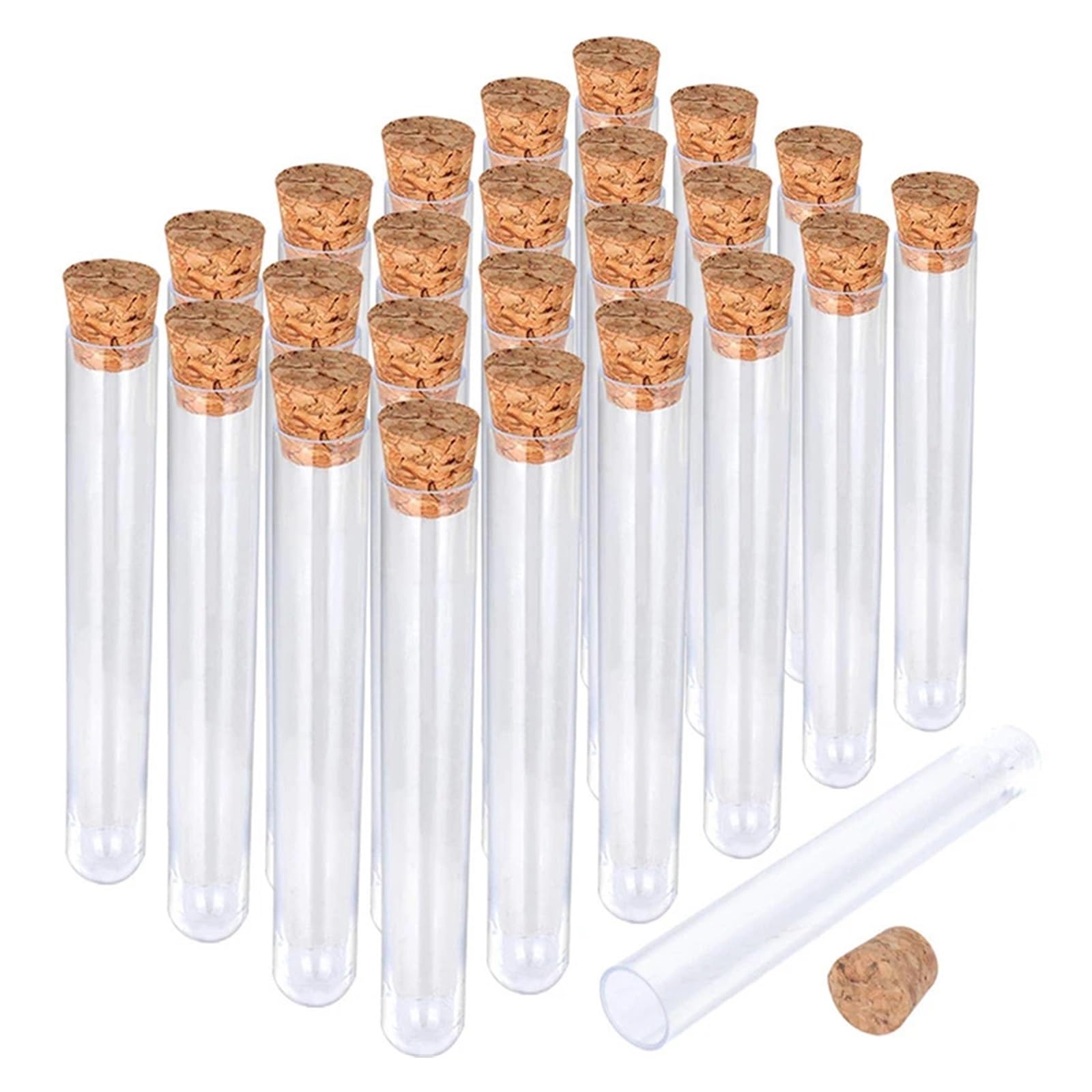 yingyingjia 100 szt. 10 ml 15 x 100 mm laboratoryjne przezroczyste plastikowe probówki z korkami do laboratorium ślubnego i szkoły